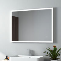 EMKE Badspiegel mit Beleuchtung, Beschlagfrei Lichtspiegel Wandspiegel 80x60 cm mit Touch, Kaltweiß (Modell K) - 80x60cm | Touch+Anti-fog+Kaltweiß