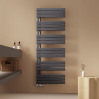 EMKE Badheizkörper Flach 1599x600 mm Anthrazit, Handtuchwärmer für Badezimmer Handtuchtrockner, Panel Handtuchhalter Seitenanschluss für Wasser 958W