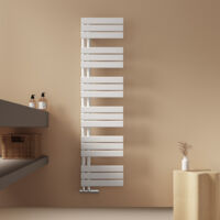 EMKE Badheizkörper Flach 1599x400 mm Weiß, Handtuchwärmer für Badezimmer Handtuchtrockner, Panel Handtuchhalter Seitenanschluss für Wasser 684W