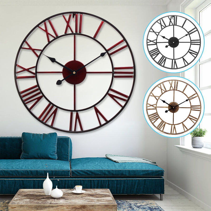 Design retrò parete orologio quadrante arabo effetto legno salotto sala Decorazione Living-XXL 