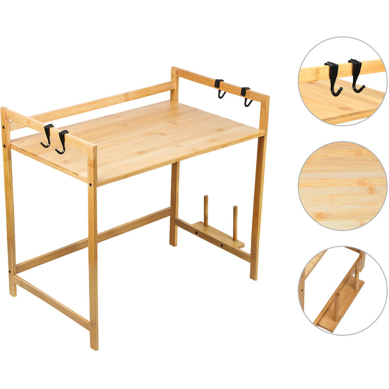 Estante para Horno de Microondas, Soporte Microondas de Madera, Encimera de  Cocina de 2 Niveles con