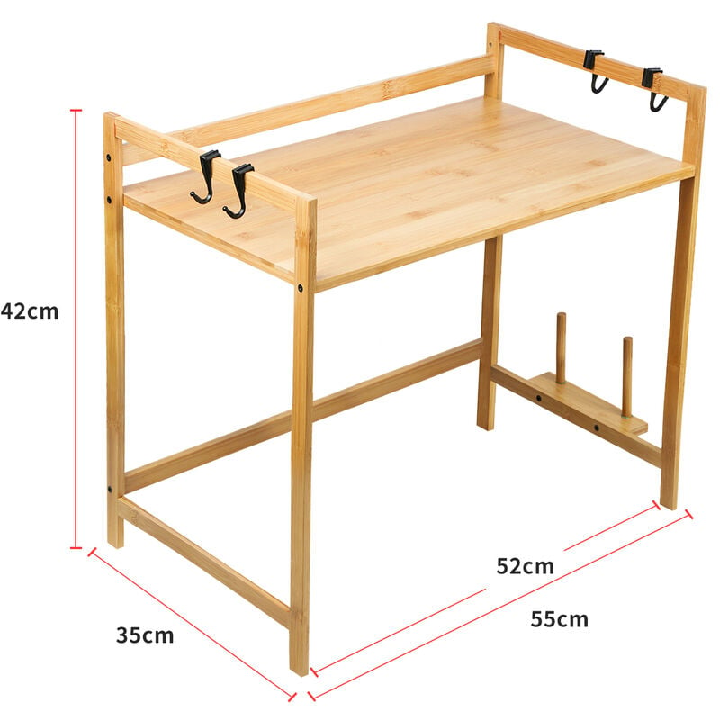 Estante para Horno de Microondas, Soporte Microondas de Madera, Encimera de  Cocina de 2 Niveles con