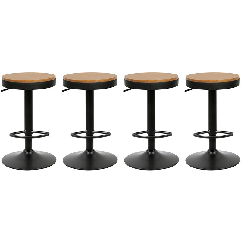 HOMCOM Juego de 4 Taburetes Altos de Cocina de Metal con Respaldo Alto y  Reposapiés para Comedor 44x49x116 cm Negro