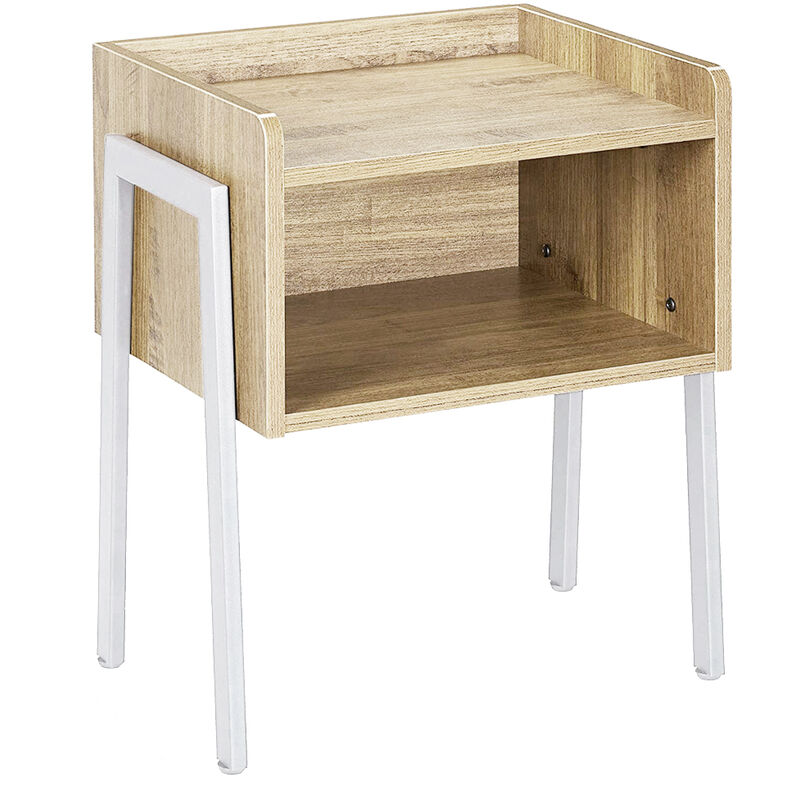 Mesita De Noche De Melamina De Madera Homcom 48x39x54 Cm-roble con