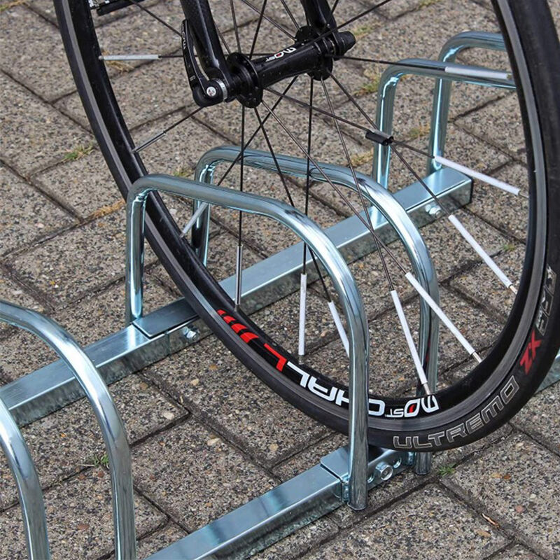 Soporte para Bicicletas / Portabicicletas/Soporte Para Bicicletas de 3 Plazas Montado en el Suelo, Plateado