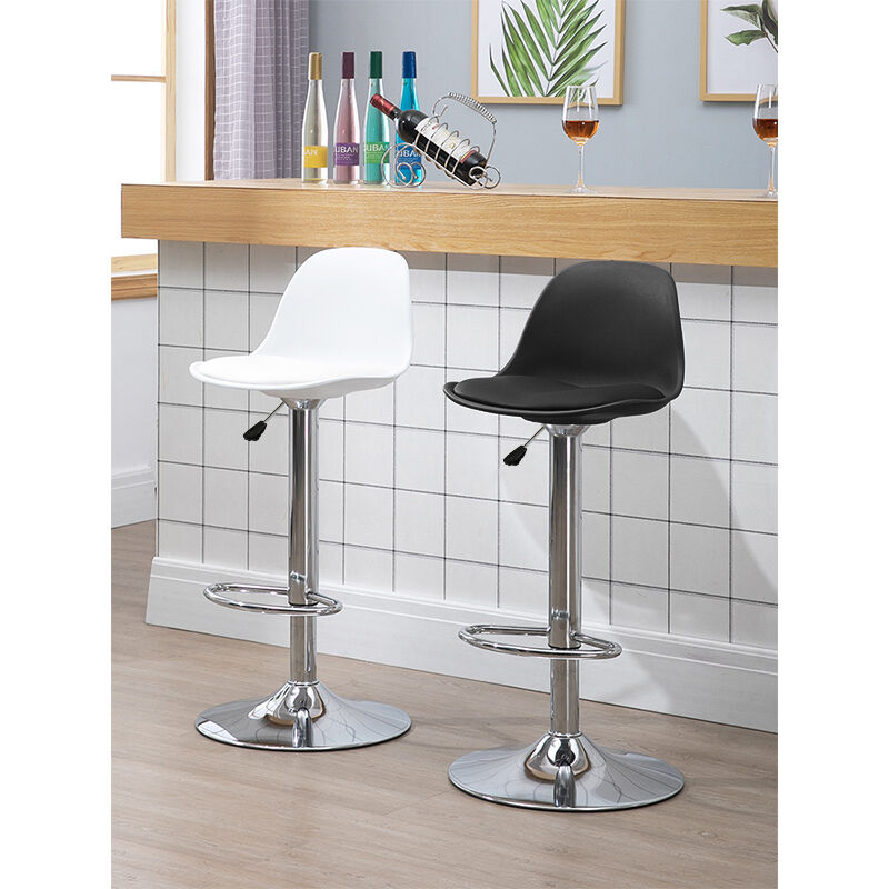 Taburetes de bar, 2 taburetes de barra y de cocina con silla giratoria de altura ajustable, Negro