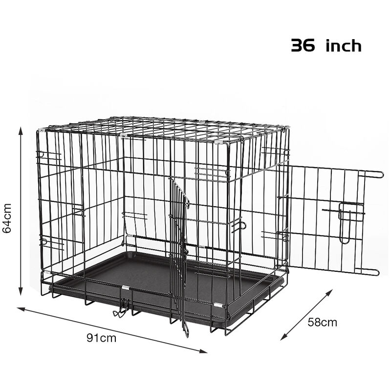 Jaula grande para perros de 36 pulgadas, jaulas resistentes para perros  grandes, jaula plegable de alambre de metal con bandejas extraíbles