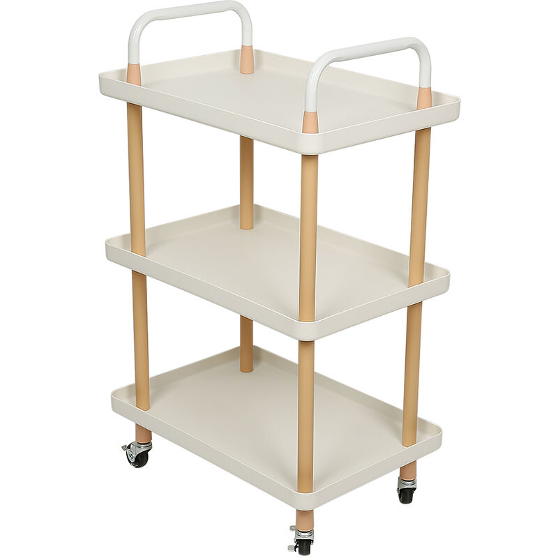 Carrito de servicio / Carrito de cocina / Carrito de almacenamiento portátil de 3 niveles / Blanco