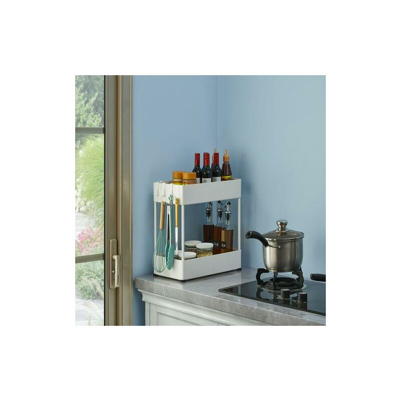  Organizador de cajones de 2 niveles, estante de almacenamiento  debajo del fregadero, estante de almacenamiento extraíble con cajones, para  cocina y baño, colores multiusos: blanco, negro : Hogar y Cocina