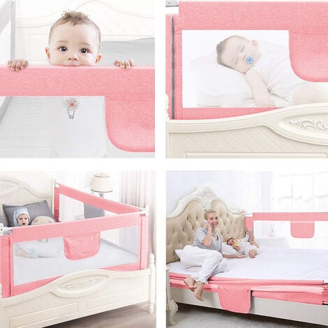 Barra de seguridad para cama de niño 2 vidaXL Rosa 150x42 cm - Barreras de  protección - Los mejores precios