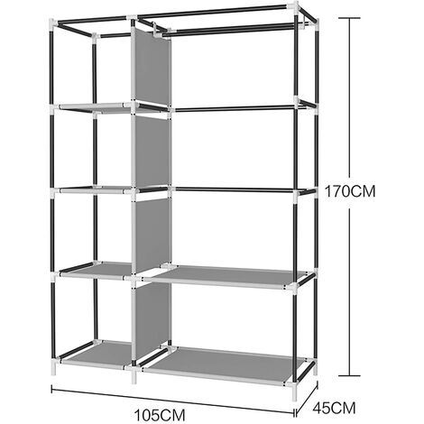  BDRSRX Armario gris para dormitorio, organizador de armario de  división abierta, de tela simple, armario plegable de instalación (tamaño:  168 170 18.9 in) (tamaño 6,619,310.2 in) : Hogar y Cocina