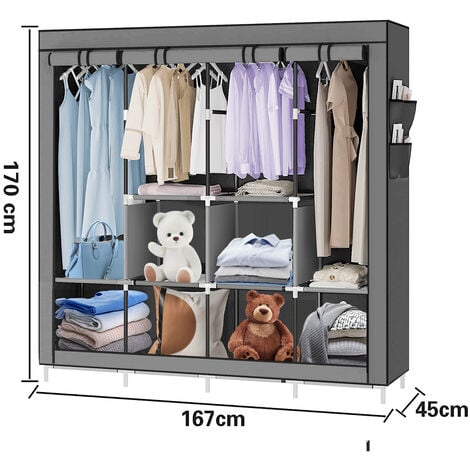  Armario portátil para colgar ropa, organizador modular de  armario con combinación de armario organizador de almacenamiento para ropa,  juguetes, toallas-12 cubos 29.5x14.6x57.9 in (30x15x58) : Hogar y Cocina