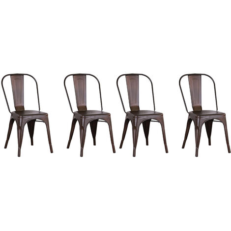 Sillas de Comedor de Metal, Juego de 4, Sillas de Metal de Estilo Industrial, Sillas de Jardín, Color óxido (1/5)