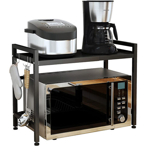 Estante de almacenamiento de cocina, soporte para microondas, organizador  de microondas, estante para horno, estante de cocina (color negro)