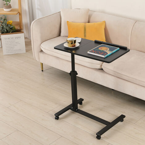 Mesa C de altura ajustable con ruedas, mesa auxiliar para sofá, mesa para  laptop, mesa auxiliar de cama rodante, mesa de noche móvil, mesa de