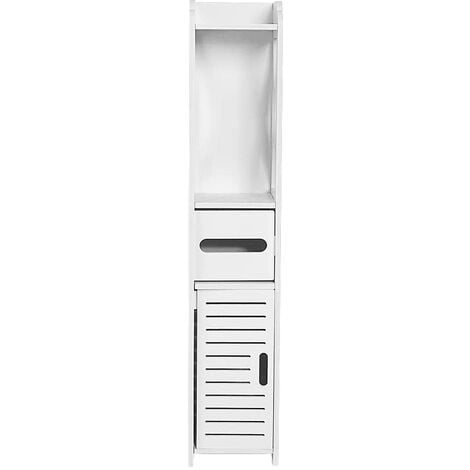Armario de Suelo para Baño, Almacenamiento para baño con Portapapel Higiénico Armario Estrecho, Panel MDF, Blanco 20x20x80cm APD01