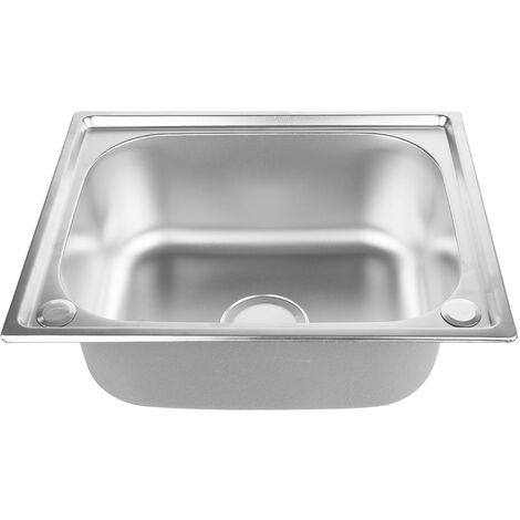 Fregadero Cocina, Fregadero Cocina 1 Seno en Acero Inoxidable, Fregadero Bajo Encimera, Incluyendo juego de rebosadero y desagüe 50x40x20cm