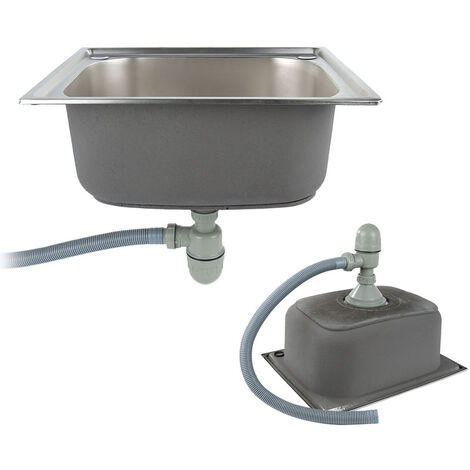 Fregadero Cocina, Fregadero Cocina 1 Seno en Acero Inoxidable, Fregadero Bajo Encimera, Incluyendo juego de rebosadero y desagüe 50x40x20cm