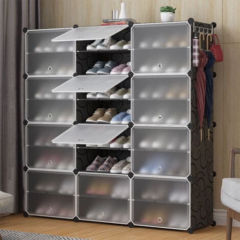 Organizador de zapatos para armario, 15 estantes de almacenamiento  colgantes para armario, 10 estantes organizadores de zapatos y 5  compartimentos
