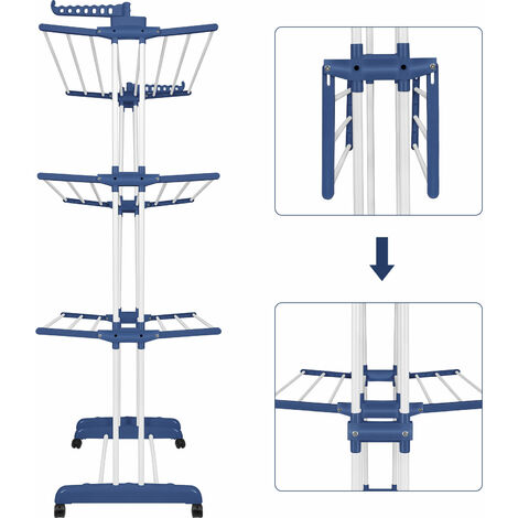 Tendedero Vertical Plegable de Torre para Interior Extensible con alas  Plegables con Ruedas