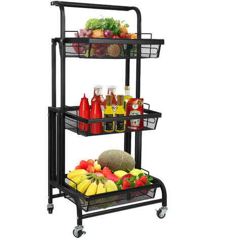 Cesta de frutas y verduras para cocina, carrito rodante apilable con  ruedas, carrito de almacenamiento de frutas y verduras, organizador móvil