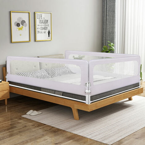 Skecten 1st Barandilla de Seguridad para niños, Barrera de Cama Abatible, L200 cm, Barrera de Seguridad Gris