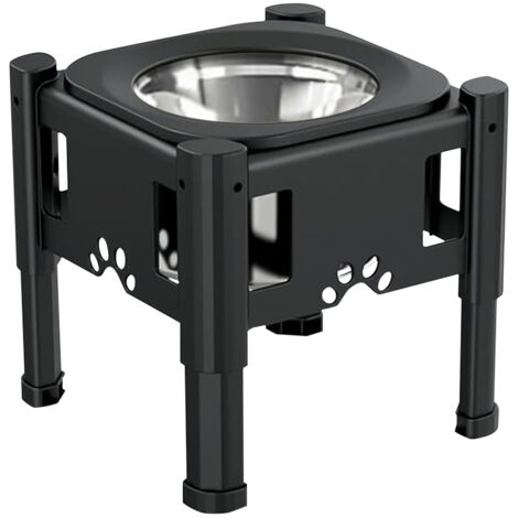 Comedero Elevado Perro, Regulable en Altura, Tazón de Alimentación Bol para Mascotas con Cuenco de Alimentación Lenta, Negro (1/5)