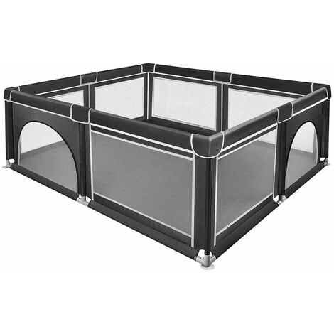 Parque infantil bebe 180 x 150 x 66cm Parque bebe para apartamento, Puerta de Seguridad para Parque con Base Antideslizante, Bolsa de Transporte, Negro (1/5)