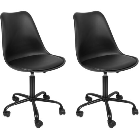Set de 2 Silla de Oficina Silla Giratoria, Ergonómicas, Ajustables en altura, Negro (1/5)