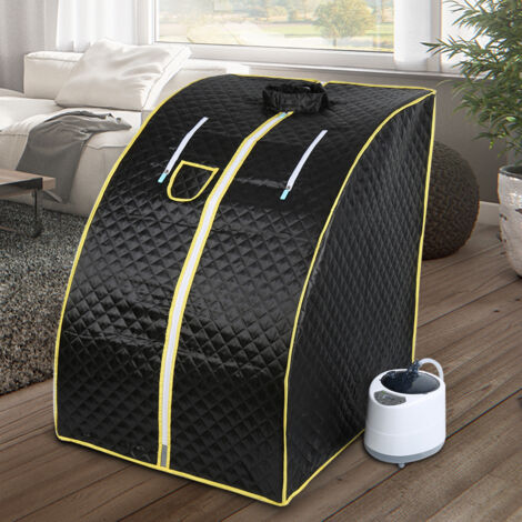 Sauna portátil, SPA Personal en el hogar, Sauna de Vapor para Casa con Control Remoto,Silla y Accesorios - Negro