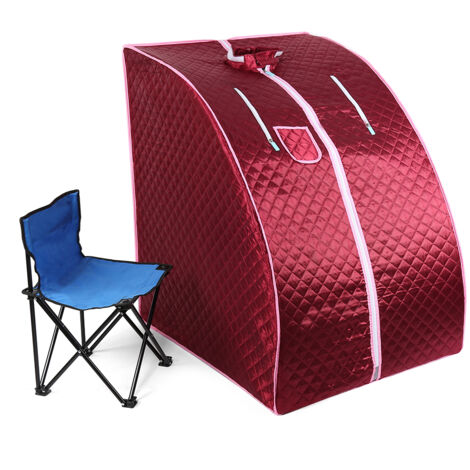 Sauna portátil, SPA Personal en el hogar, Sauna de Vapor para Casa con Control Remoto,Silla y Accesorios - Rojo