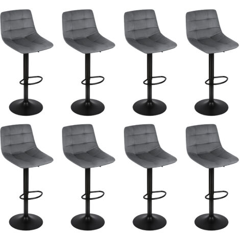 Juego de 8 Taburete de Bar con Respaldo Terciopelo Taburetes Alto Cocina, Taburete Cocina Moderna - Gris oscuro (1/5)