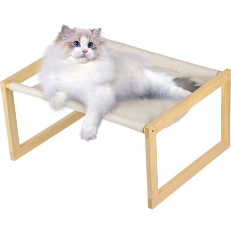 Hamaca para gatos de lona de madera maciza, extraíble y lavable, para interior, 50 x 40 x 25 cm