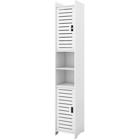 Mueble de baño de 117 cm de alto con 2 estantes y 2 puertas, ideal para cocina y salón, Blanco (1/5)