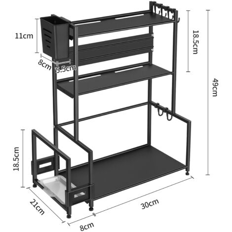 Especiero De Bambú De 3 Niveles - Organizador De Especias Para Encimera, Medidas 9x38x22 Cm, Natural