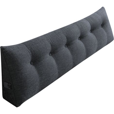 Almohada de lectura en cuña, cojín triangular en cuña, almohada de respaldo con soporte lumbar cervical, perfecta para ver la televisión y leer - Gris oscuro 200 cm (1/5)