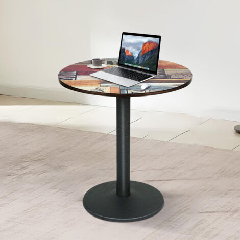 Mesa de comedor redonda vintage para 2-4 personas, mesa de bistró redonda con patas de acero - Modelo A04 (60 x 60 x 75 cm) (1/5)