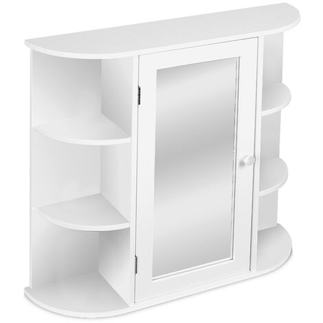 Armario de baño de pared con espejo - estanterías para el cuarto de baño -  Blanco - ZUMPA