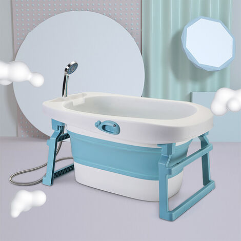 WYCTIN®Bañera para bebés, bañera para bebés plegable y expandible, azul, 3  en 1