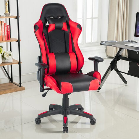  Silla para videojuegos, silla de videojuegos, silla de juegos  de computadora barata, silla de juegos de piel sintética, respaldo alto,  silla ergonómica giratoria de escritorio de oficina con reposacabezas y  soporte
