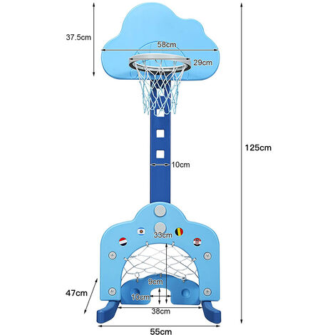 Canasta De Baloncesto Infantil Ajustable – Aro Con Base Estable, Diseño De Osito, Para Interior Y Exterior, Fomenta Deporte Y Coordinación