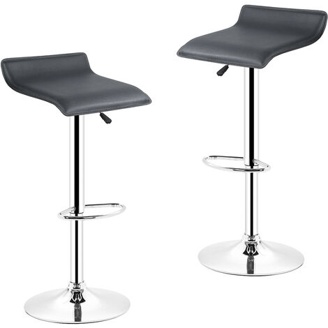 Skecten 2 Taburetes de Bar, Asiento de cocina regulable, Banqueta de piel sintética, Fácil de Montar - Negro