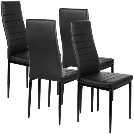 Skecten Set de 4 Sillas de Comedor, Tapizada en Polipiel, para Cocina, Comedor, Bar y Restaurante - Negro (1/5)
