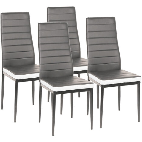 Skecten Set de 4 Sillas de Comedor, Tapizada en Polipiel, para Cocina, Comedor, Bar y Restaurante - Gris+blanco (1/5)