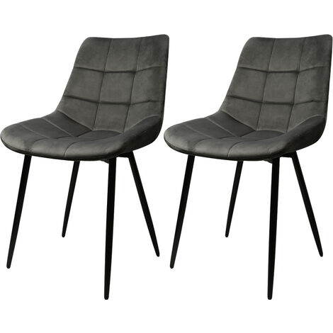 Skecten Juego de 2 Sillas de Comedor Asiento de Terciopelo, Silla Tapizada, para cocina, comedor, salón, recepción, pub o restaurante - Gris oscuro (1/5)