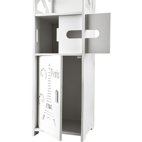 Skecten Armario de Suelo para Baño,Estanterías de baño, con Soporte para Papel Higiénico, Armario para baño, Blanco