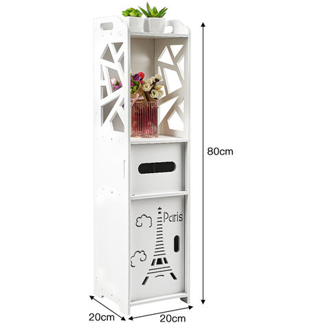 Skecten Armario de Suelo para Baño,Estanterías de baño, con Soporte para Papel Higiénico, Armario para baño, Blanco