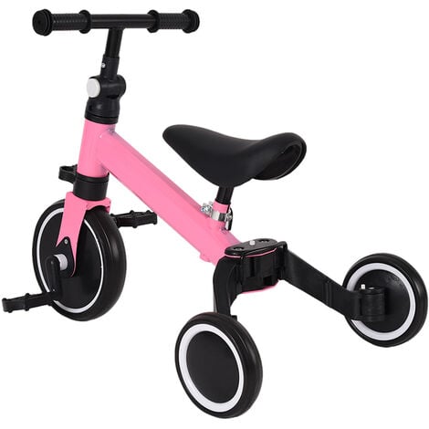 Skecten 2 en 1 Triciclo para Niños,Bicicletas sin Pedales para Bebés, Carro  de Equilibrio,Caminante, Altura del Asiento Regulable, para niños de 1-4  años, Regalo de cumpleaños para Niños,Rosa