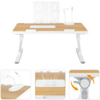 Mesa de cama para portátil, plegable, ajustable en altura y ángulo, ideal para sofá, estudio, lectura y escritura, Madera - 60 x 40 x 26-39 cm