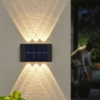Lámpara de pared para exterior, lámpara de pared LED de luz cálida, con panel solar, con 6 bombillas - Crimson